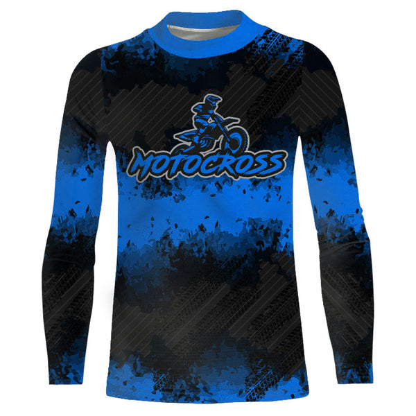 Maxcorners Racing Motocross Jersey Blue Upf30+ Dirt Bike Off-Road Youth Kid Men Motorcycle Shirt XM251 MT2809