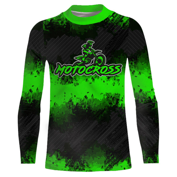 Maxcorners Racing Motocross Jersey Green Upf30+ Dirt Bike Off-Road Youth Kid Men Motorcycle Shirt XM251 MT2809