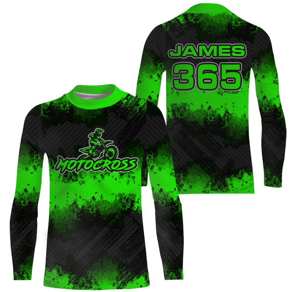 Maxcorners Racing Motocross Jersey Green Upf30+ Dirt Bike Off-Road Youth Kid Men Motorcycle Shirt XM251 MT2809