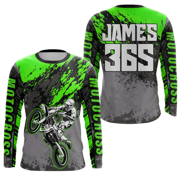 Maxcorners Motocross Racing Jersey Green Upf30+ Dirt Bike Shirt Men Women Kid MX Off-Road Jersey XM154 MT2809