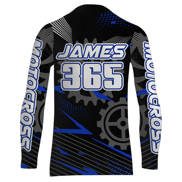 Maxcorners Blue Motocross Racing Jersey Upf30+ Dirt Bike Shirt Kids Women Men Off-road Jersey XM199 MT2809