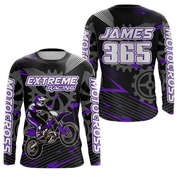 Maxcorners Purple Motocross Racing Jersey Upf30+ Dirt Bike Shirt Kids Women Men Off-road Jersey XM199 MT2809