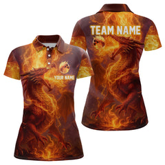 Maxcorners Custom Dragon Bowling Shirt for Men Women Bowling Jersey Flaming Bowling Shirt LM0705