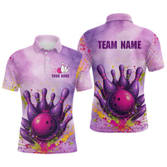 Maxcorners Purple Bowling Shirts for Women Men Team Bowling Polo & Quarter Zip for Bowlers LM1708