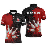 Maxcorners Custom Red&Black Bowling Shirts for Men Women Team Bowling Polo and Quarter Zip MT2108