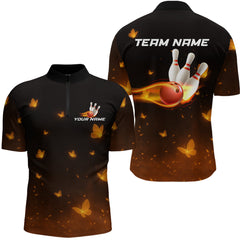 Maxcorners Lightning Butterflies Bowling Shirts for Women Men Team Bowling Polo & Quarter Zip LM1708