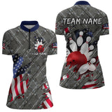 Maxcorners American Flag Bowling Shirt for Men and Women Patriotic Bowling Jere for Bowlers