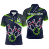 Maxcorners Custom Green&Blue Bowling Shirts for Men Women Team Bowling Polo & 1/4 Zip Shirt LM1008