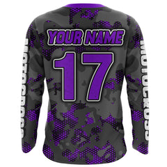 Maxcorners Motocross Jersey Purple Upf30+ Dirt Bike MX Racing Kid Men Women Motorcycle Shirt MT2809