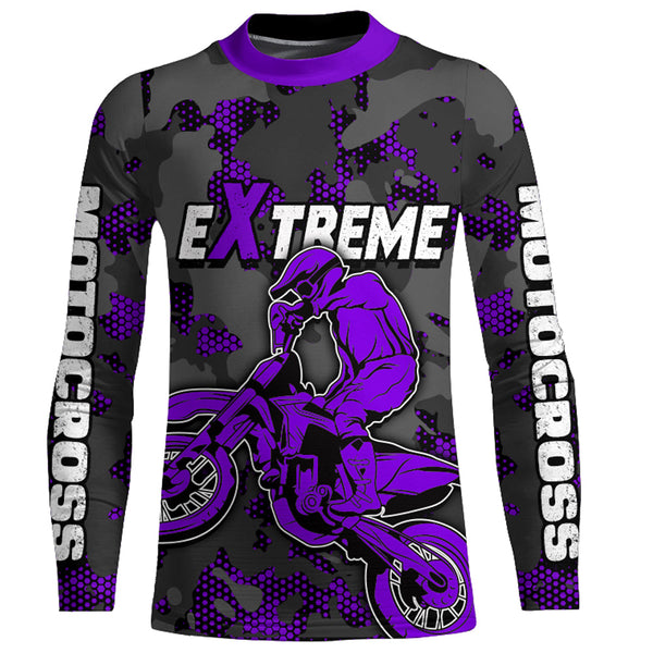 Maxcorners Motocross Jersey Purple Upf30+ Dirt Bike MX Racing Kid Men Women Motorcycle Shirt MT2809
