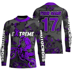 Maxcorners Motocross Jersey Purple Upf30+ Dirt Bike MX Racing Kid Men Women Motorcycle Shirt MT2809