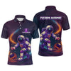 Maxcorners Custom Astronaut Bowling Shirts for Women Men Team Galaxy Bowling Polo and 1/4 Zip LM1109