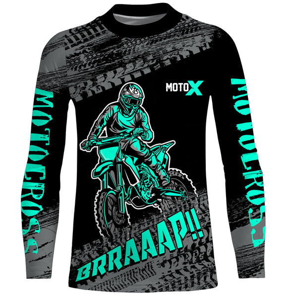 Maxcorners Motocross Jersey Kid Men Dirt Bike Racing Shirt Upf30+ Off-road Motorcycle Jersey Turquoise MT2809
