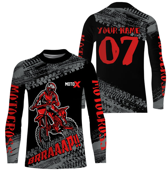Maxcorners Motocross Jersey Kid Men Dirt Bike Racing Shirt Upf30+ Off-road Motorcycle Jersey Red MT2809