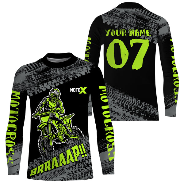 Maxcorners Motocross Jersey Kid Men Dirt Bike Racing Shirt Upf30+ Off-road Motorcycle Jersey Lime Green MT2809