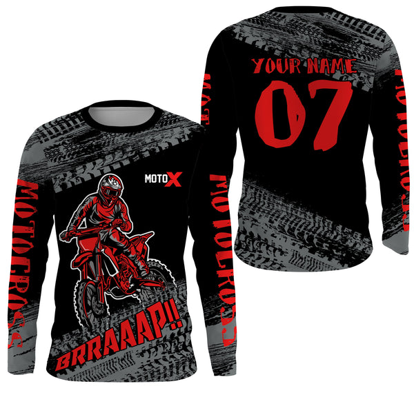 Maxcorners Motocross Jersey Kid Men Dirt Bike Racing Shirt Upf30+ Off-road Motorcycle Jersey Red MT2809