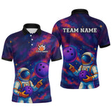 Maxcorners Astronaut Bowling Shirts for Women Men Team Custom Galaxy Bowling Polo and 1/4 Zip LM2110