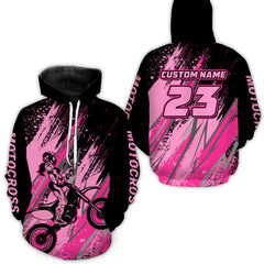 Maxcorners Pink Motocross Hoodie Jersey For Biker Men Women Dirt Bike Motorcycle Hoodie LM2809