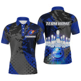 Maxcorners Fire Bowling Shirt Custom Blue Bowling Jersey for Men Women with Team Name