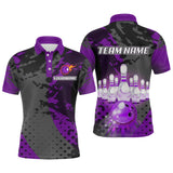 Maxcorners Fire Bowling Shirt Custom Purple Bowling Jersey for Men Women with Team Name