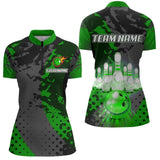 Maxcorners Fire Bowling Shirt Custom Green Bowling Jersey for Men Women with Team Name