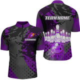 Maxcorners Fire Bowling Shirt Custom Purple Bowling Jersey for Men Women with Team Name