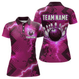 Maxcorners Thunder Lightning Bowling Shirt Pink Bowling Jersey Men Women Team Bowling Shirts