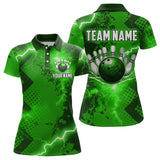 Maxcorners Thunder Lightning Bowling Shirt Green Bowling Jersey Men Women Team Bowling Shirts