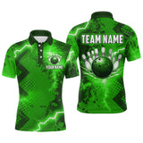 Maxcorners Thunder Lightning Bowling Shirt Green Bowling Jersey Men Women Team Bowling Shirts