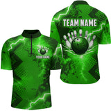 Maxcorners Thunder Lightning Bowling Shirt Green Bowling Jersey Men Women Team Bowling Shirts