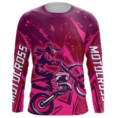 Maxcorners Pink Motocross Racing Jersey Women Kid Men UV Protective Youth Adult Dirt Bike Shirt XM270 MT2809