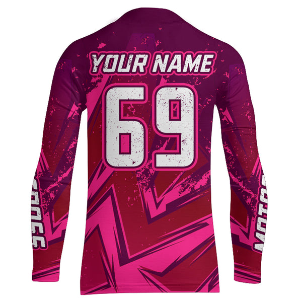 Maxcorners Pink Motocross Racing Jersey Women Kid Men UV Protective Youth Adult Dirt Bike Shirt XM270 MT2809