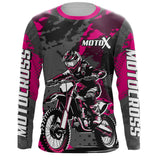 Maxcorners Pink Motocross Racing Jersey For Women Girl Kid Upf30+ MX Off-Road Dirt Bike Shirt MT2709