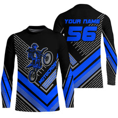 Maxcorners Motocross Racing Jersey Blue Custom Dirt Bike Motorcycle Shirt For Kid Men Women MT2709