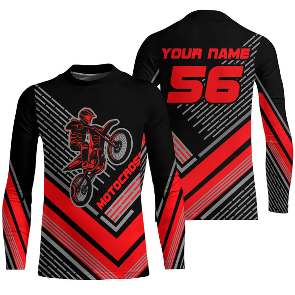 Maxcorners Motocross Racing Jersey Red Custom Dirt Bike Motorcycle Shirt For Kid Men Women MT2709