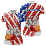Maxcorners US Patriotic Bowling Shirts for Men Women Team Custom Bowling Polo & Quarter Zip LM1708