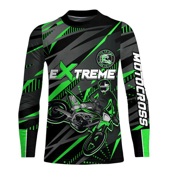 Maxcorners Green Motocross Racing Jersey Kid Women Men Upf30+ Youth Dirt Bike Off-Road Shirt MT2809