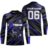 Maxcorners Blue Motocross Racing Jersey Kid Women Men Upf30+ Youth Dirt Bike Off-Road Shirt MT2809