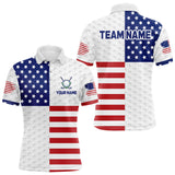 Maxcorners Golf Texure Custom American Flag Golf Polo Shirt For Men Patriotic Golf Polo Shirt