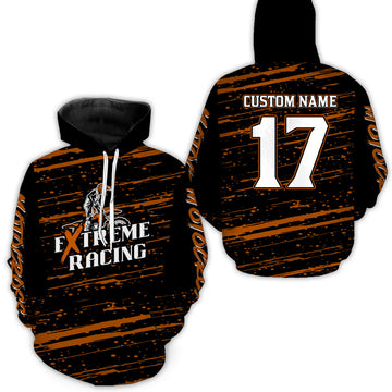 Maxcorners Orange Motocross Hoodie for Men Women Dirt Bike Hoodie Off-road Racing Jersey LM2809