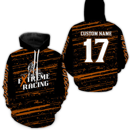 Maxcorners Orange Motocross Hoodie for Men Women Dirt Bike Hoodie Off-road Racing Jersey LM2809