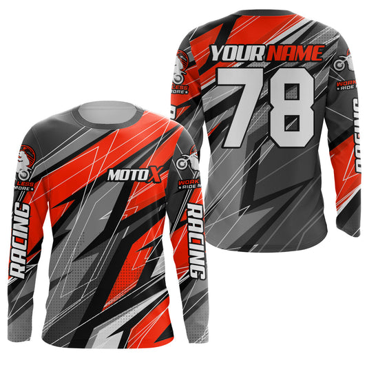 Maxcorners Red Motocross Racing Jersey Kid Women Men Dirt Bike Shirt Upf30+ Off-Road Riding Shirt XM249 MT2809