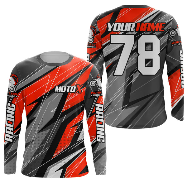 Maxcorners Red Motocross Racing Jersey Kid Women Men Dirt Bike Shirt Upf30+ Off-Road Riding Shirt XM249 MT2809