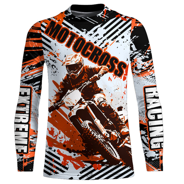 Maxcorners Orange Motocross Racing Jersey Men Kid MX Custom UV Protective Dirt Bike Off-road Shirt MT2809