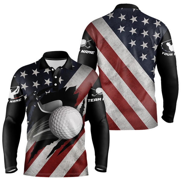 Maxcorners Custom American Flag Golf Polo Shirt For Men Women Patriotic Us Golf Polo Shirts