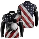 Maxcorners Retro Custom American Flag Golf Polo Shirt For Men Patriotic US Golf Polo Shirts