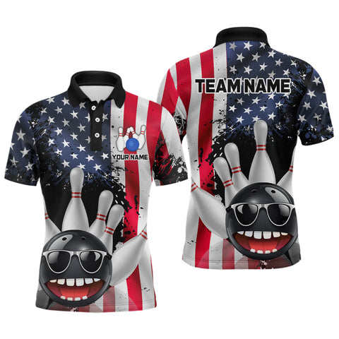 Maxcorners American Flag Bowling Shirts For Men Women Funny Bowling Jersey Team Bowling Shirt