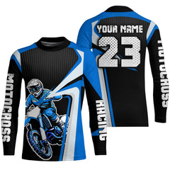 Maxcorners Custom Motocross Jersey Blue Dirt Bike Shirt For Kid Women Men Off-road Shirt MT2709