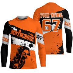 Maxcorners Motocross Racing Jersey Orange Upf30+ Dirt Bike Motorcycle Shirt Kid Men Women MT2709