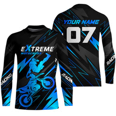 Maxcorners Blue Motocross Racing Jersey Custom Dirt Bike Shirt Kid Women Men Motorcycle Shirt MT2709